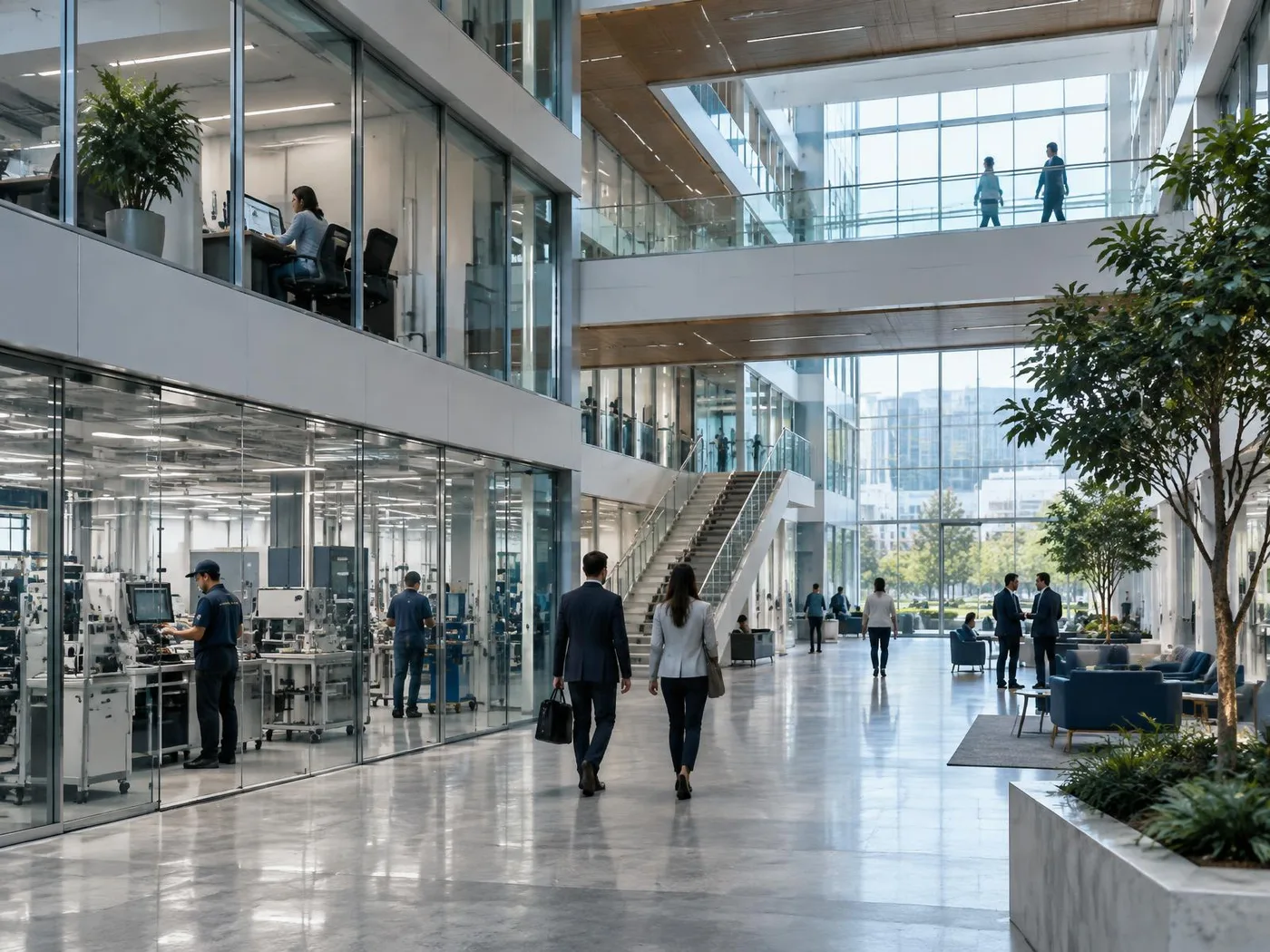 Large commercial campus combining corporate and technical operating environments